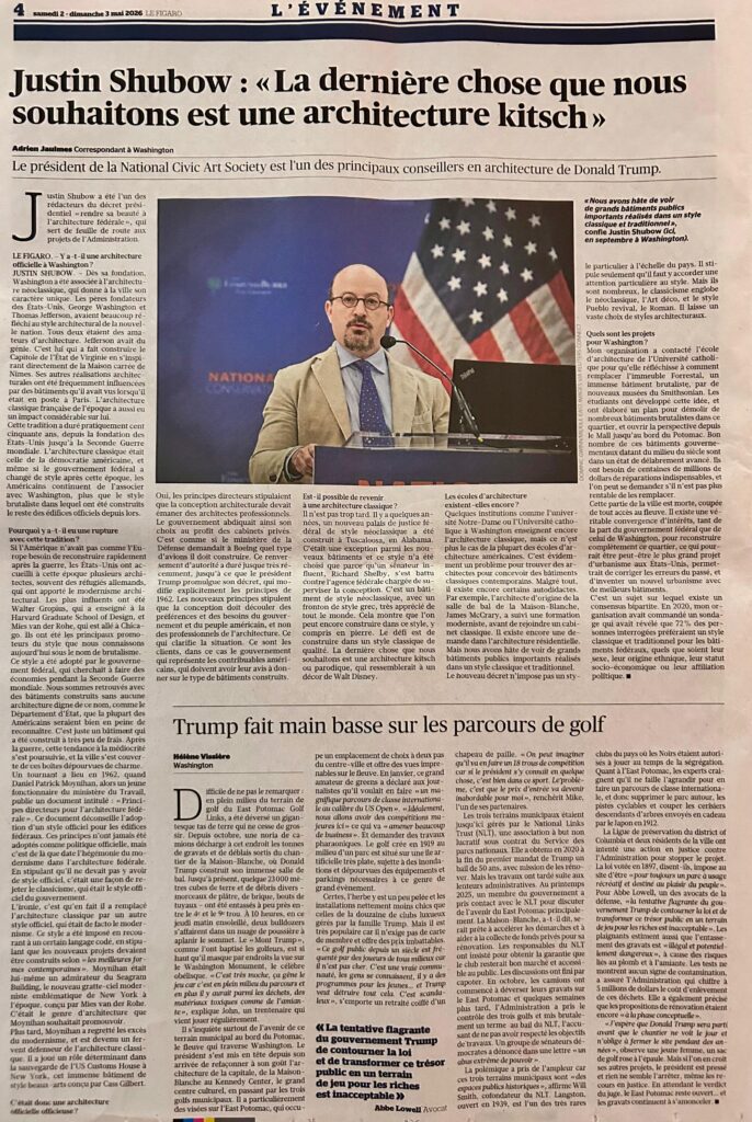 Interview of Justin Shubow in Le Figaro